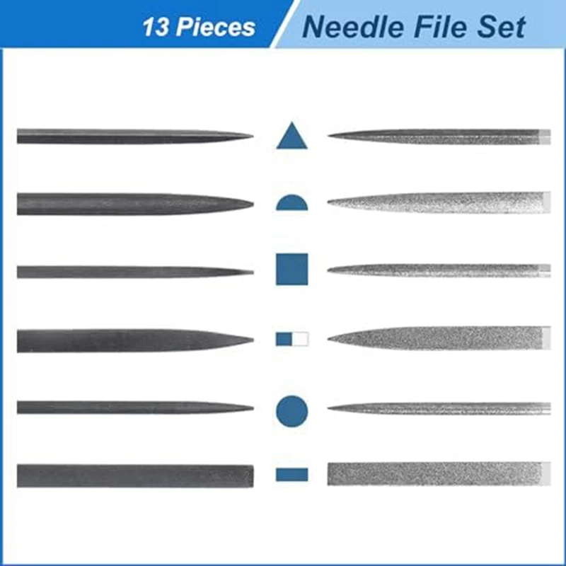 13 pezzi Set di lime piccole in metallo Kit di lime per aghi con diamanti Set di strumenti per File di File in metallo di precisione modello di gioielli in legno fai da te