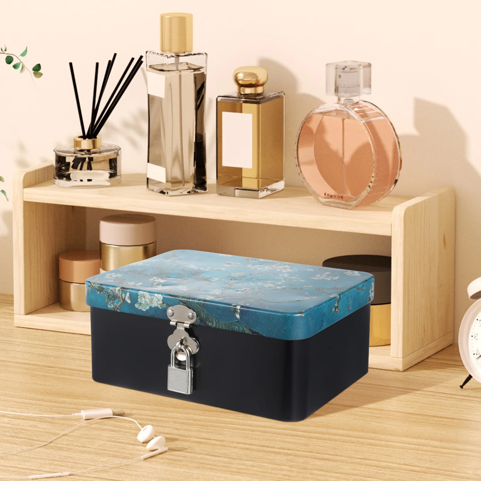 

Storage Box Tinplate Box With Lock Stylish Tinplate Container For Tea Coffee Beans Desktop Organizer With Lock