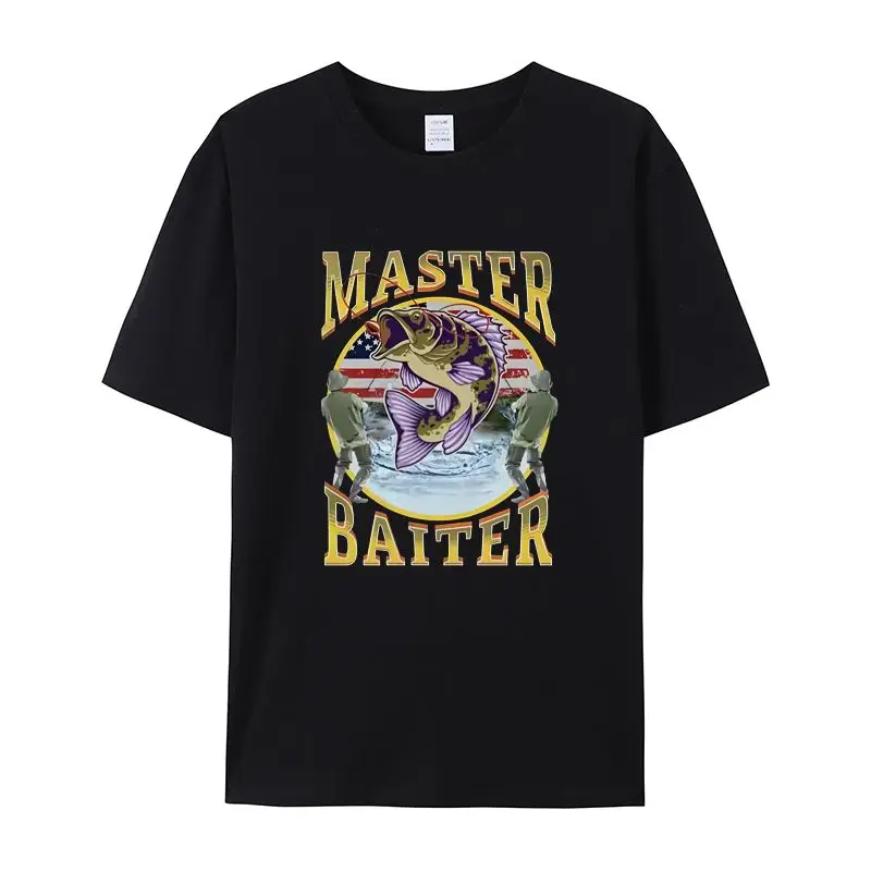 Camiseta holgada de manga corta para hombre y mujer, camiseta con estampado de pesca de algodón para verano, cultura de pesca al aire libre, MASTER BAITER, ropa informal