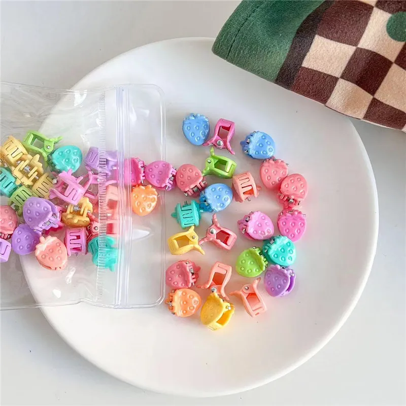 

30Pcs/Lot Fashion Women Hair Accessories Cute Strawberry Mini Hair Claw Clips Colorful Small Jaw Clip Plastic Hair Pins for Kids