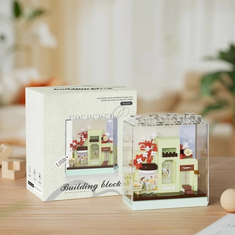 SEMBO Blumenladen Bausteine Handgemachte Diy Simulation Café Modell Puzzle Zusammengebaute Spielzeug Hochzeit Kleid Shop Dekorationen