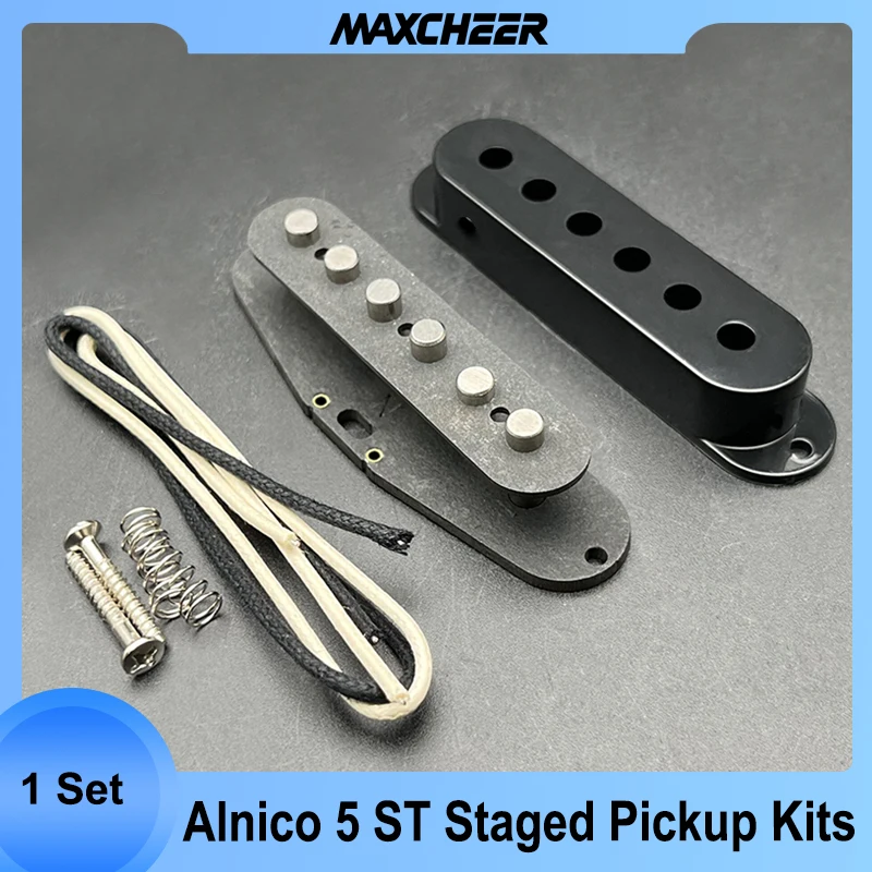 Kits de captador para guitarra ST, DIY Pickup Kits, bobina de fibra, Alnico V, peça pólo, pano encerado, cabos captadores Kits, 5