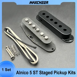 [Pickup DIY Kits] Alnico 5 ST Staged Pickup Kits- Fiber Bobbin/Alnico V Pole Piece/Waxed Cloth Cable Pickup Kits for ST Guitar