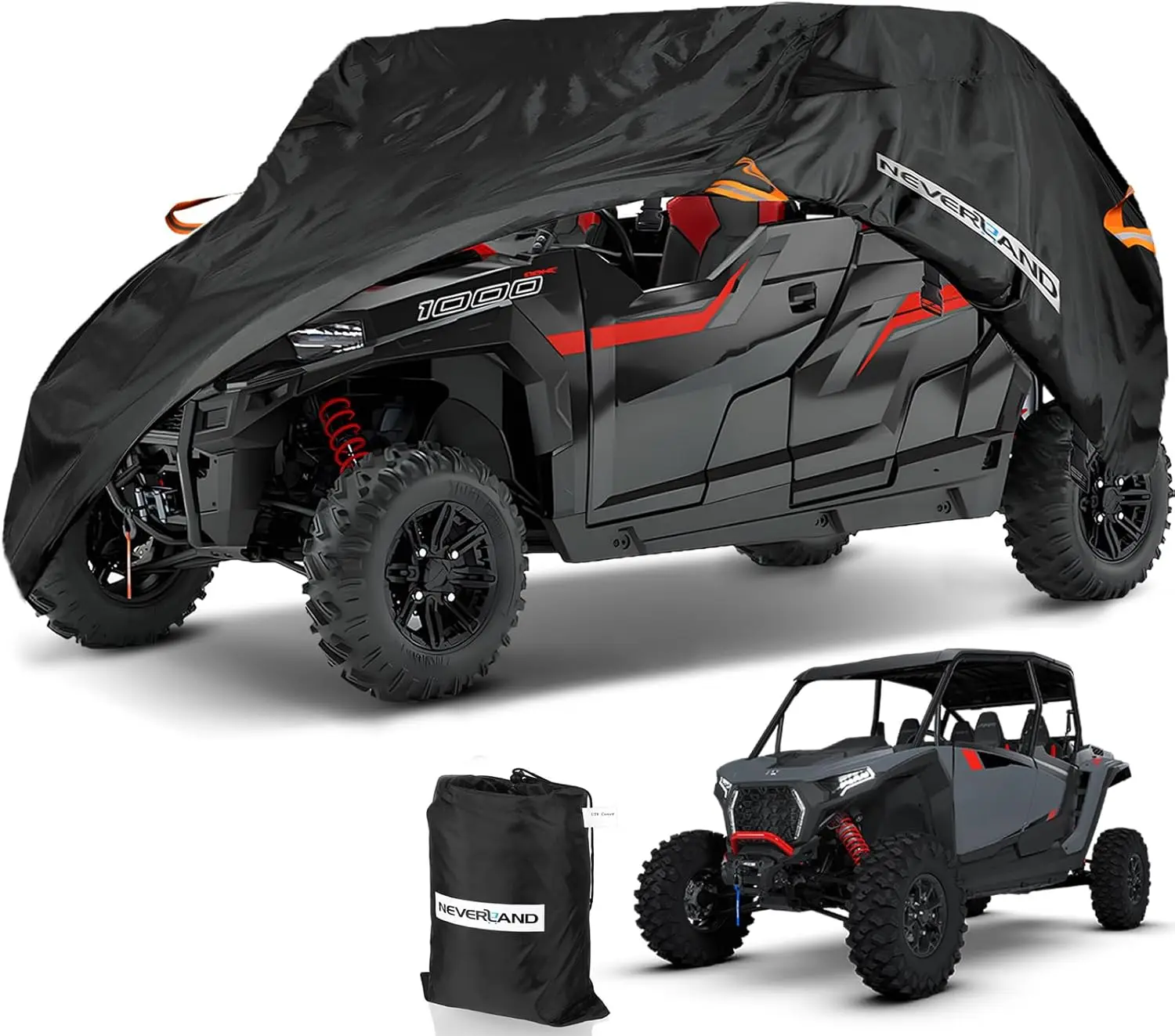 

Heavy-Duty Waterproof UTV Cover for 4-6 Passenger Vehicles, Durable Oxford Cloth with Adjustable Straps