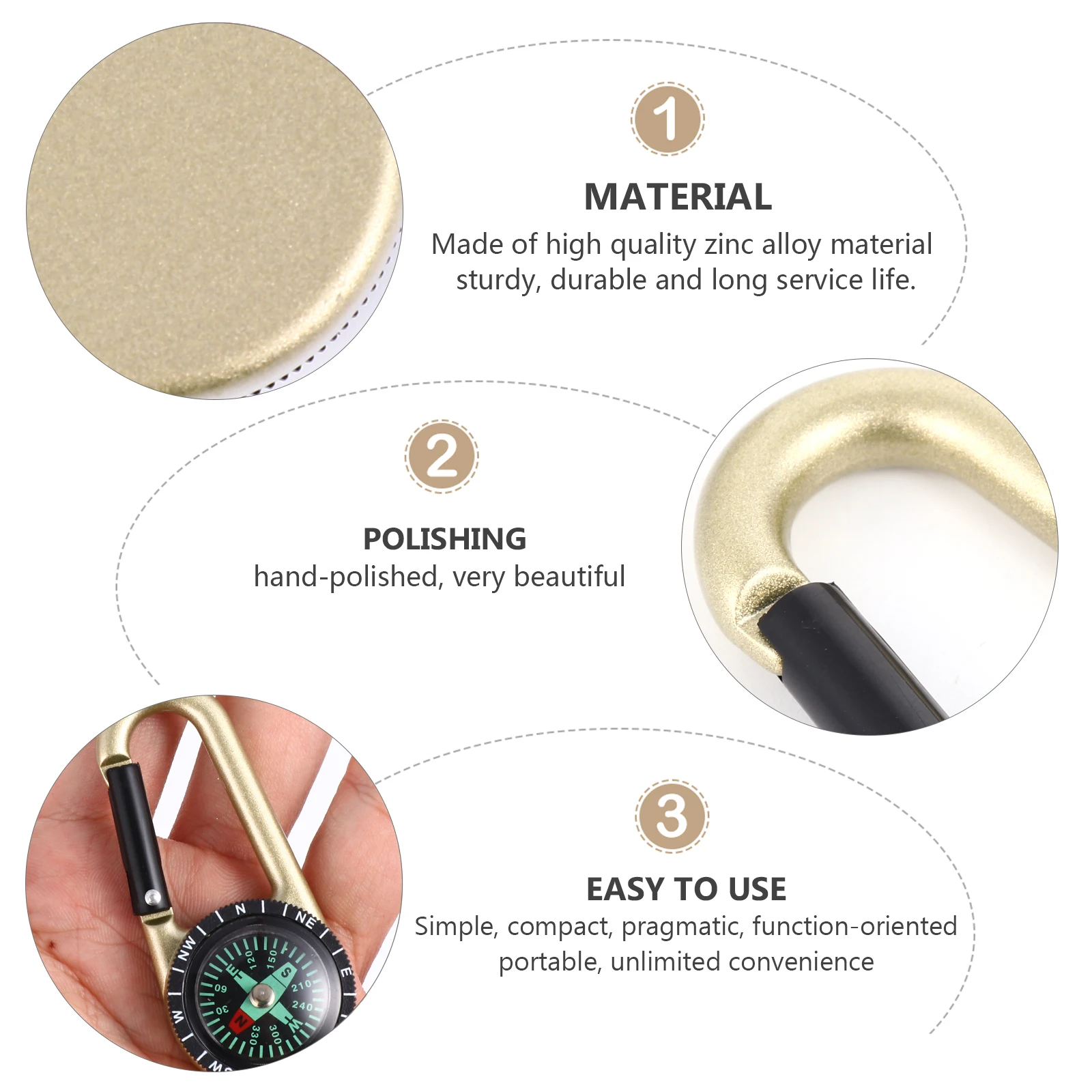 

2pcs Zinc Alloy Compass Carabiner Clip Pocket Hiking Climbing Key Chain Outdoor Safety Tool Durable Buckle Hanging Camping