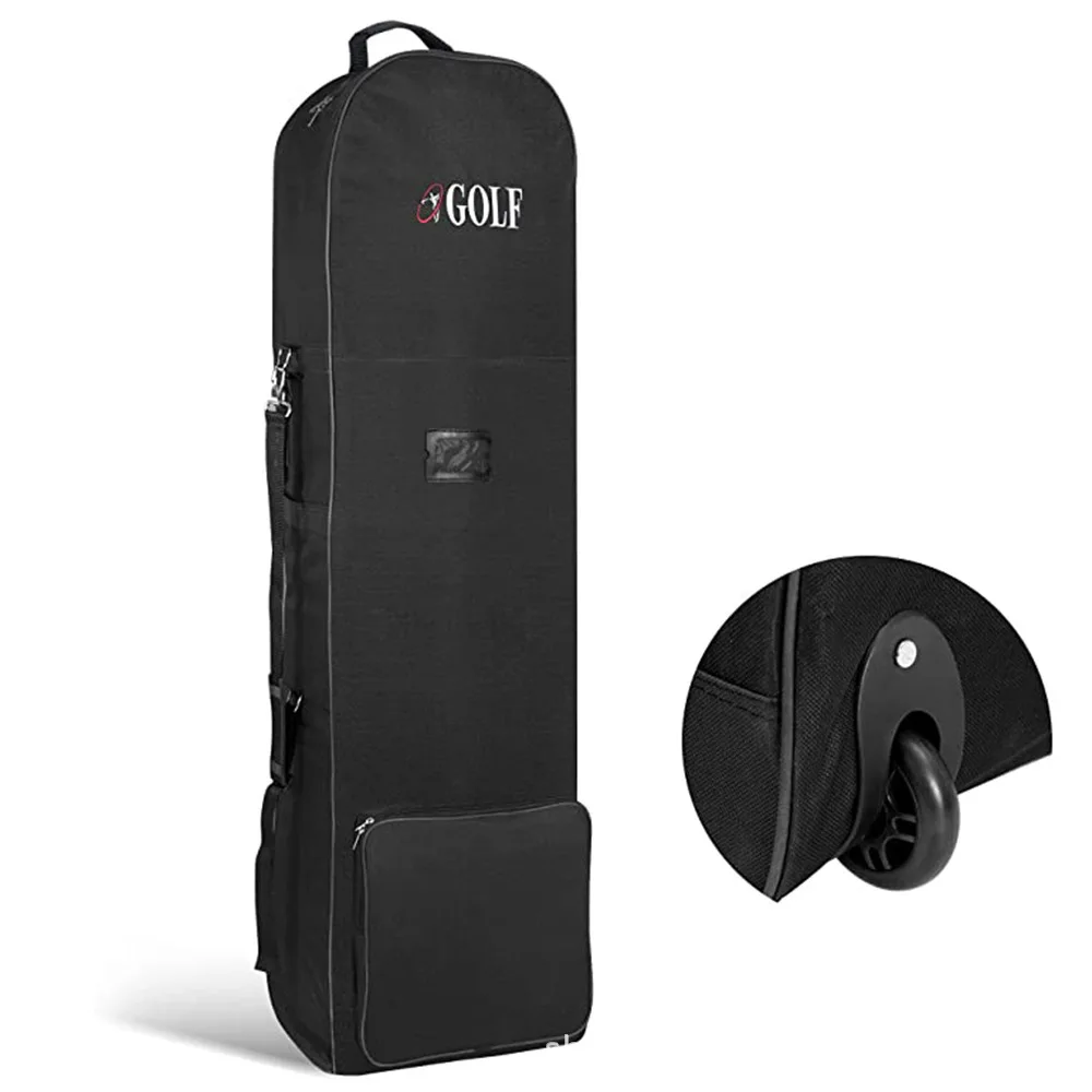 Golf Travel Plane Bags With Wheel And Detachable Shoulder Straps Foldable Golf Club Travel Cover for Airlines Golf Aviation Bag view 2