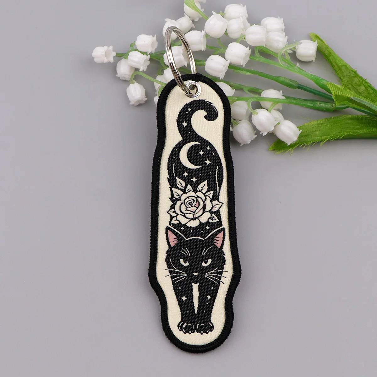 Cute Fox Embroidery Key Fobs Wizard Animal Key Tags Cartoon Keychain for Motorcycle Cars Chaveiro Friends Gift