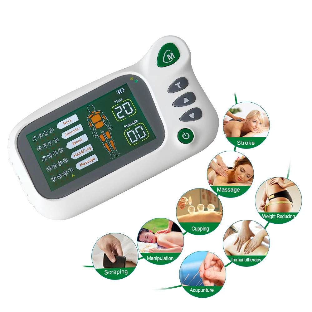 EMS Machine & TENS Massager Acupuncture Meridian Relax Massage Dual Outputs Portable Body Massager with 8pcs Electrode Pads - view 3