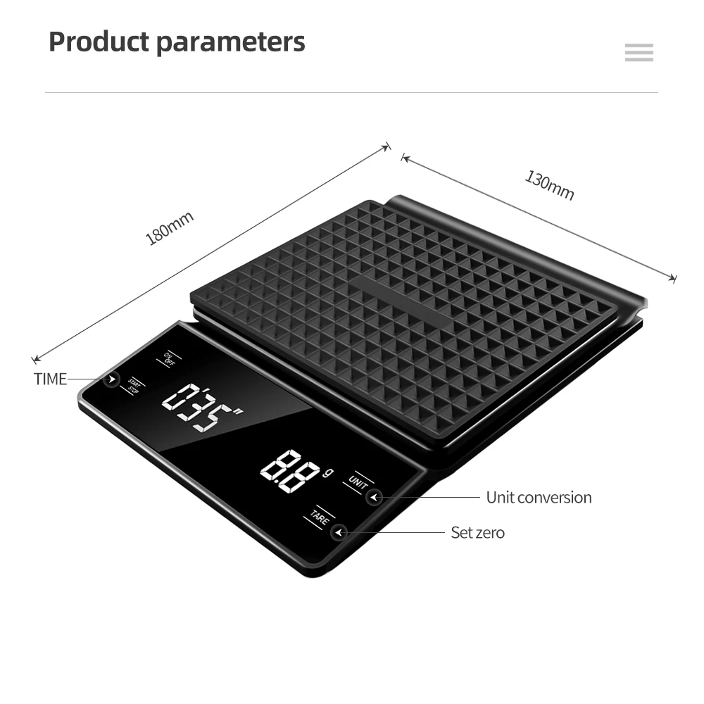 Smart Coffee Electronic Scale High Precision Digital Timing LCD Scale 3kg/0.1g Coffee Balance Measuring Weight Scale for Kitchen view 2