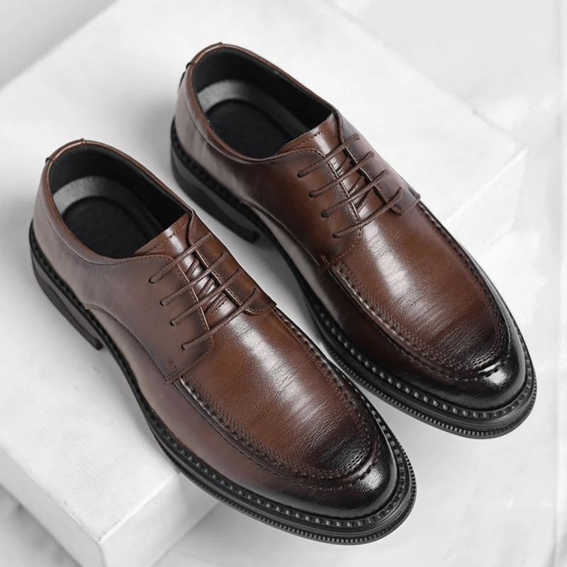 Men Elegant Casual Business Luxury Social Male Shoes Casual Business Office Work Shoes For Gentalman Lace Up Comfortable Shoes