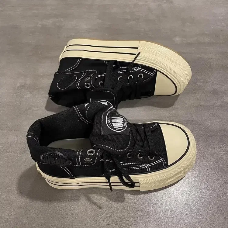 New Women High Top Canvas Board Shoes Outer Flanged Sneakers Dual Purpose Short…