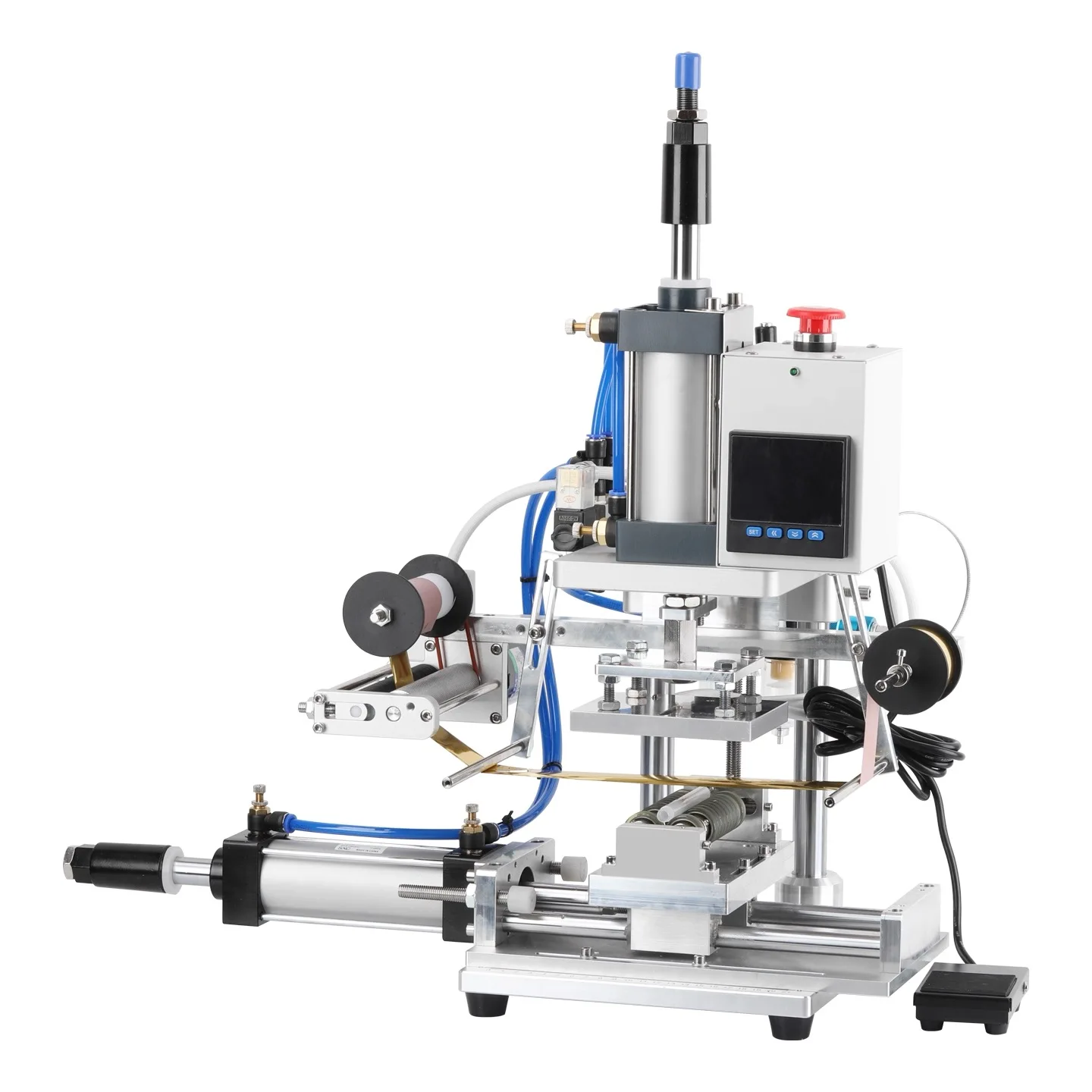 آلة ختم ساخن شبه أوتوماتيكية تعمل بالهواء المضغوط من فينيكا لأنابيب أحمر الشفاه وأغطية مستحضرات التجميل وأكواب الزجاجات البلاستيكية