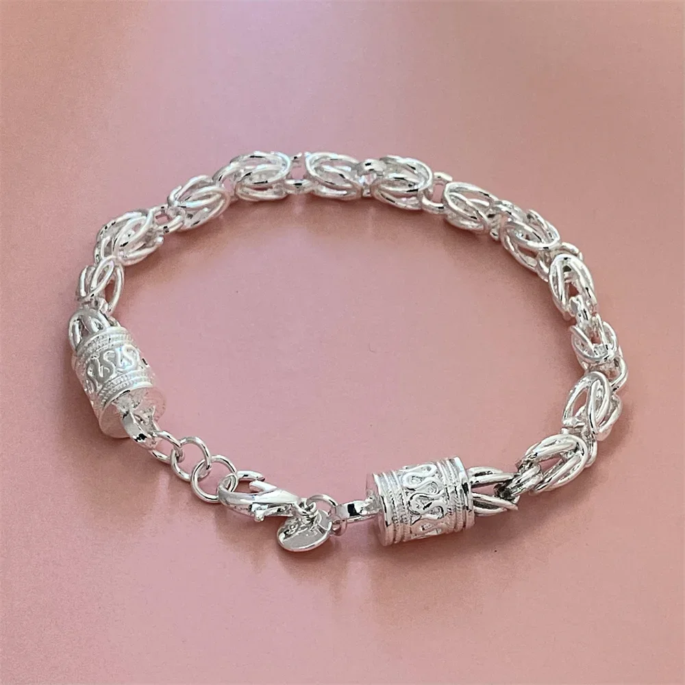 Original 925 Sterling Silver 8 Inch Simple Bracelet Oriental Culture Jewelry Item