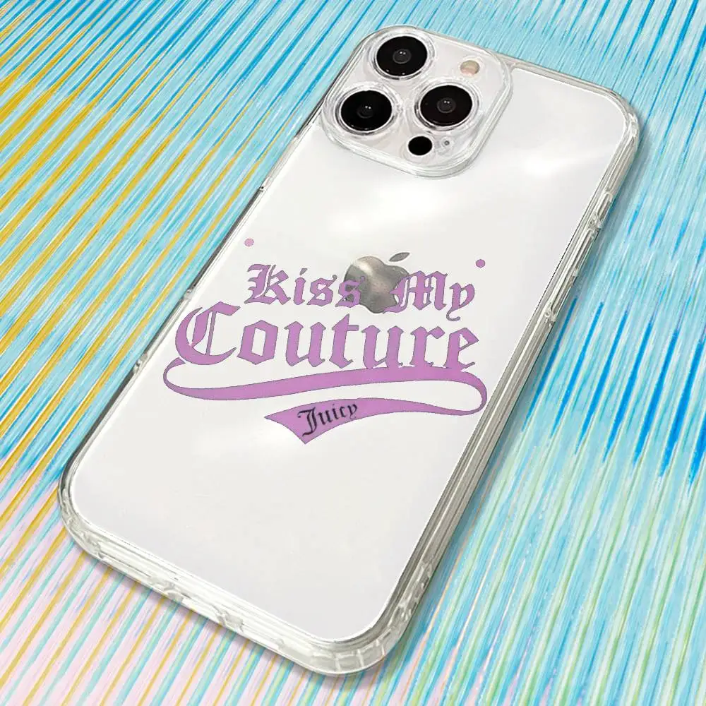 Juicy Couture-e Funda de teléfono para iPhone17,16,15,14,13,12,11 Plus,Pro Max Funda transparente suave