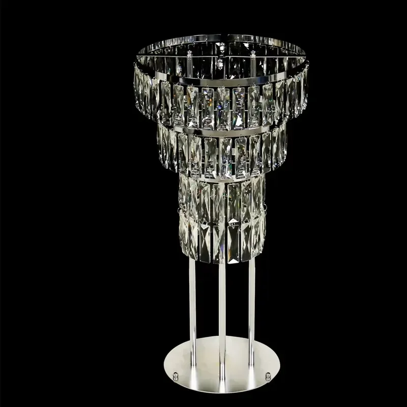 Elegant Gold Silver Metal Wedding Table Centerpiece Holder with Crystal Base and 4 Ribbons for Party Event Decoration New