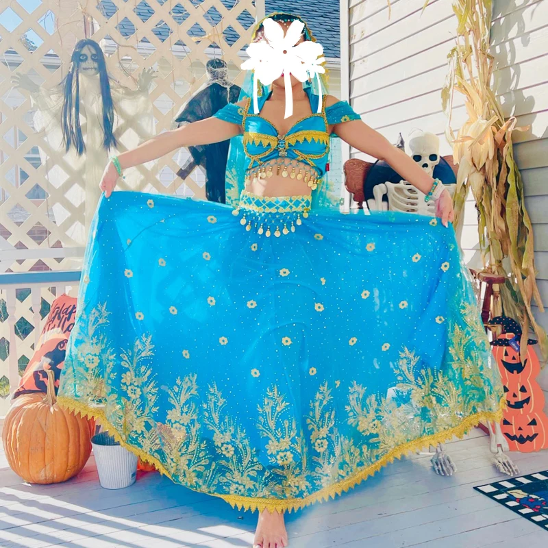 Fashion New Indian Dance Costumes Belly Dance Bollywood Long Skirt Exotic Dance Performance Costumes Suit Female Cosplay Costume