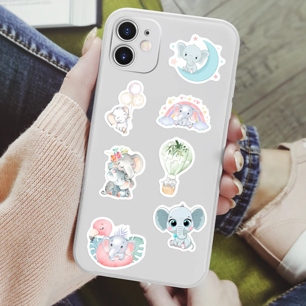 Cartoon Kawaii Elephants Cute Animal Stickers Aesthetic Decals DIY for Laptop Luggage Motorcycle Phone Waterproof Child Toy PVC