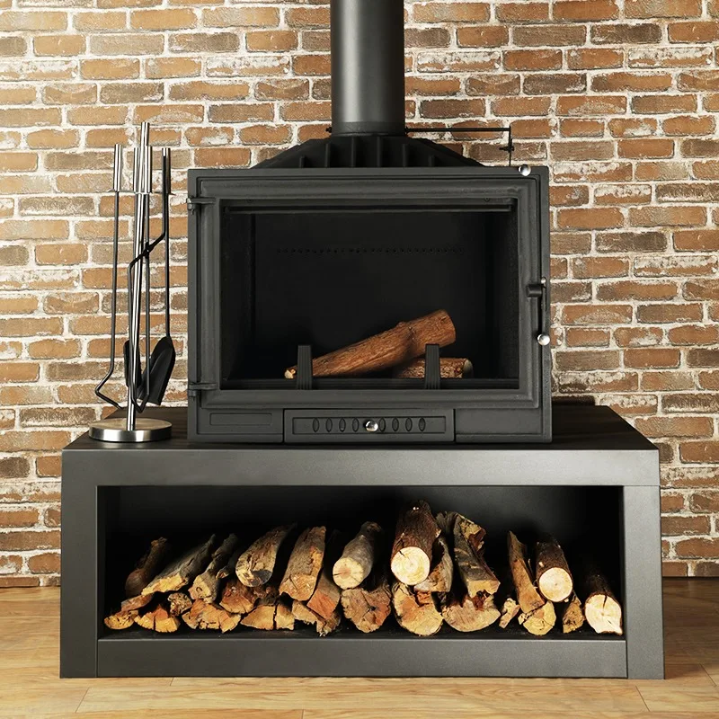 Large Cast Iron Wood Stove Freestanding Real Fire Fireplace High Efficiency Indoor Heating