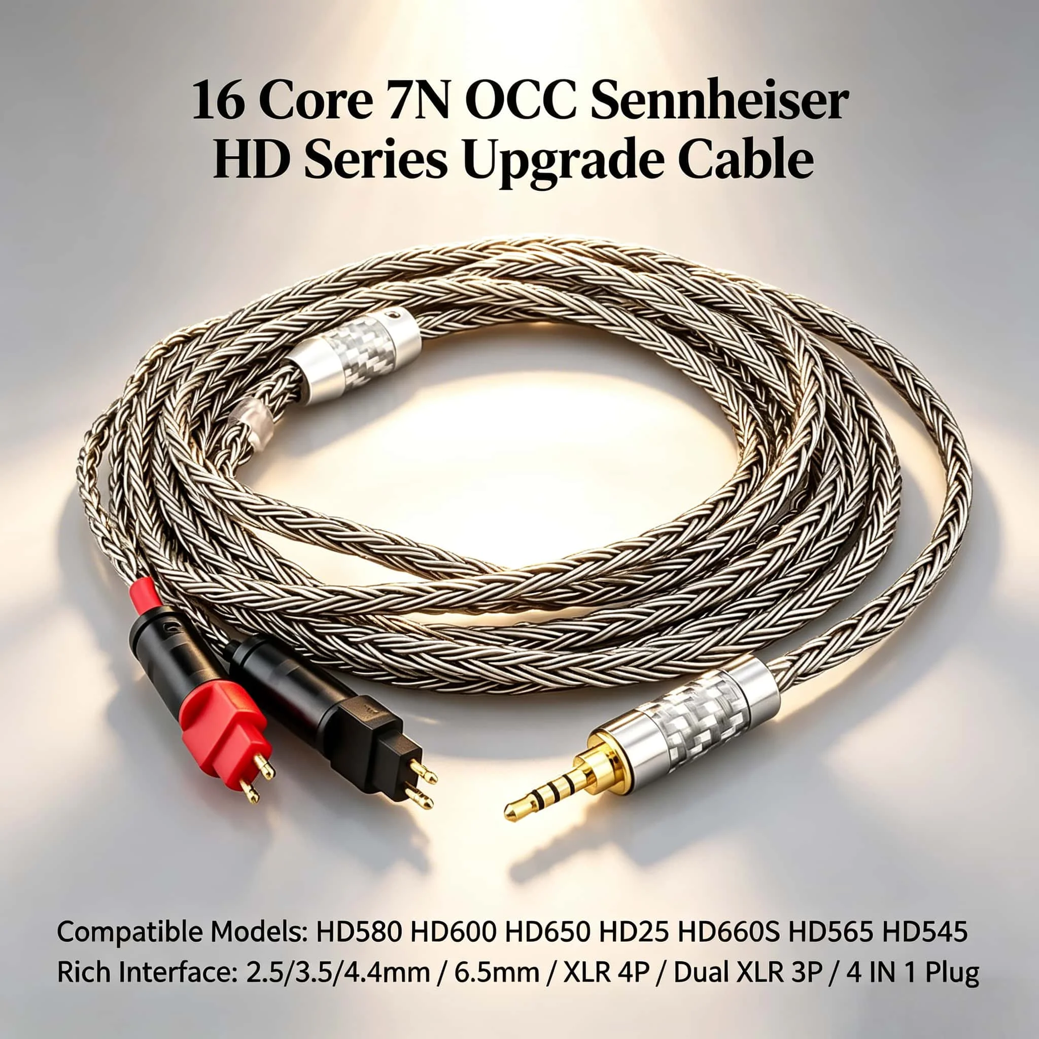 

4.4mm 6.5 xlr 3.5 HIFI 16 Core 7N OCC Earphone Upgrade Cable For Sennheiser HD580 HD600 HD650 HD25 HD660S hd565 hd545 Hearphone