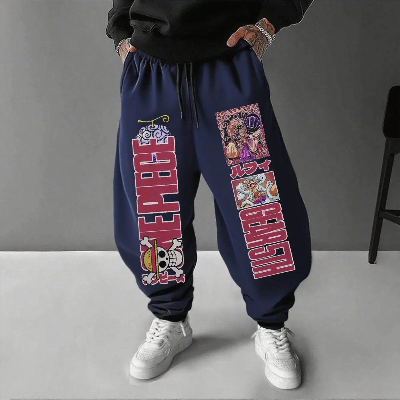 

Цельные брюки с японским анимационным периферийным принтом Луффи, американские спортивные осенние модные мужские и женские хлопковые леггинсы