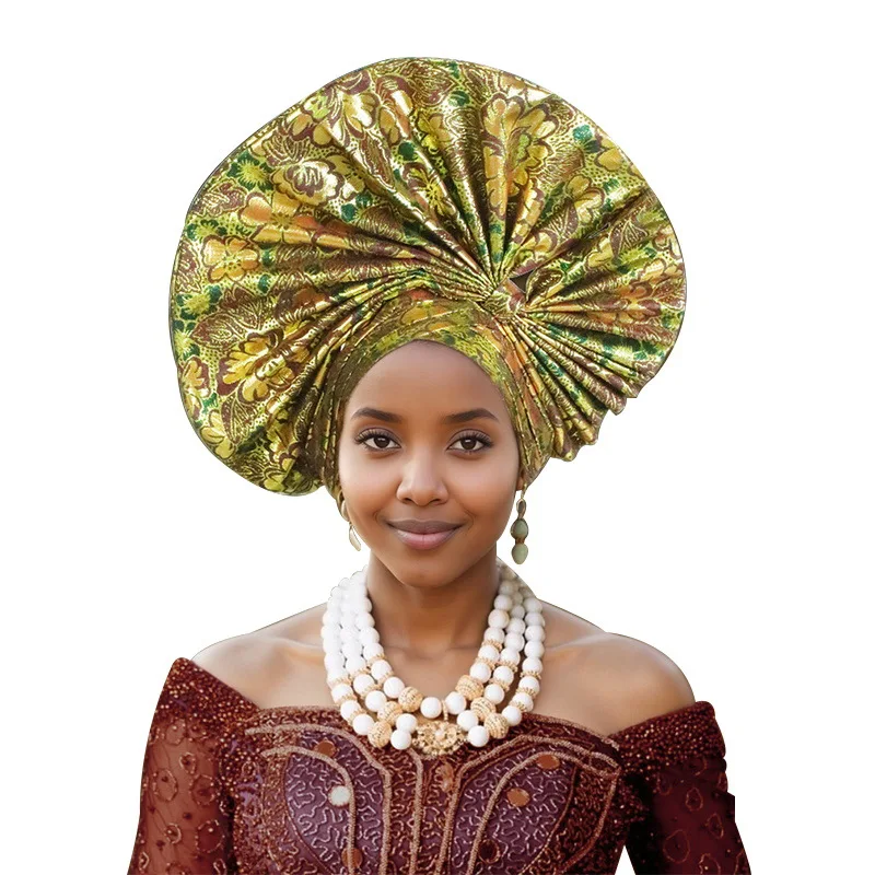 Elegant African Autogele Women's Turban Cap Nigeria Wedding Gele Ready To Wear Headtie Evening Party Headwear African Headtie