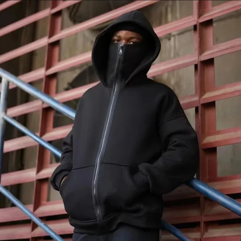 F-CAW-F نمط مطبوعة القطن قناع قلنسوة بسحاب الخريف/الشتاء جديد الرجال والنساء موضة Balaklafa مقنعين البلوز #5