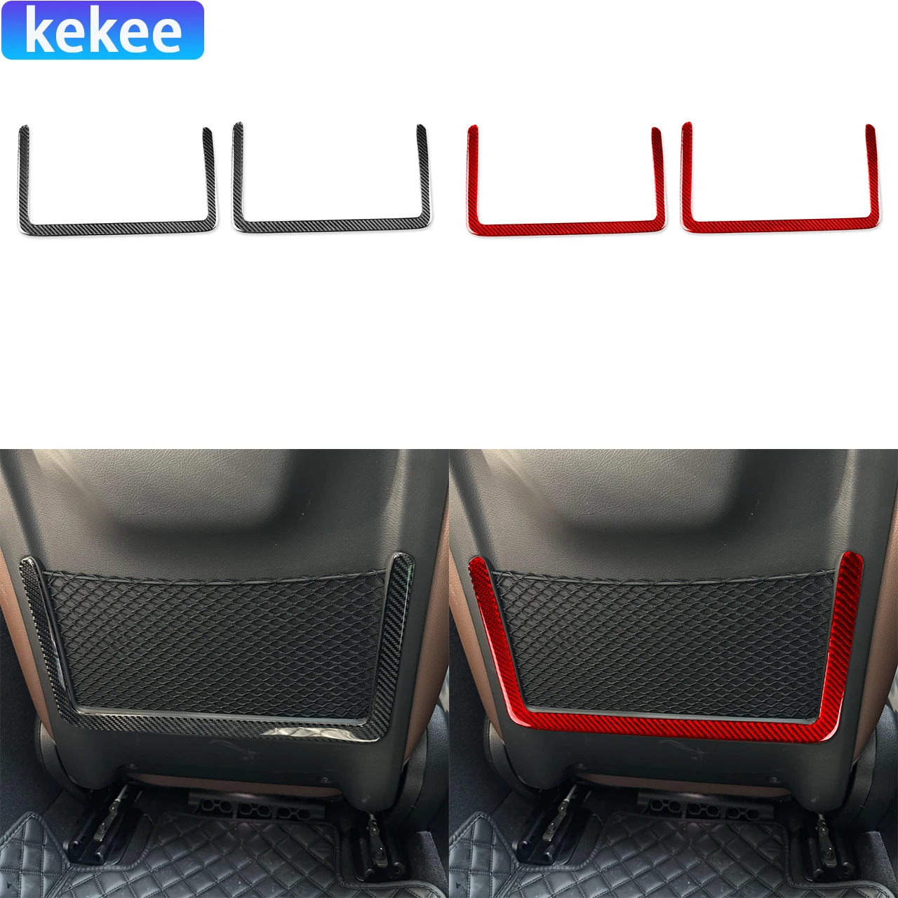 

For Mercedes Benz GLE W167 Accessories 2019-2024 Seat Back Storage Net Frame Trim Real Carbon Fiber Cover Sticker Car Interior