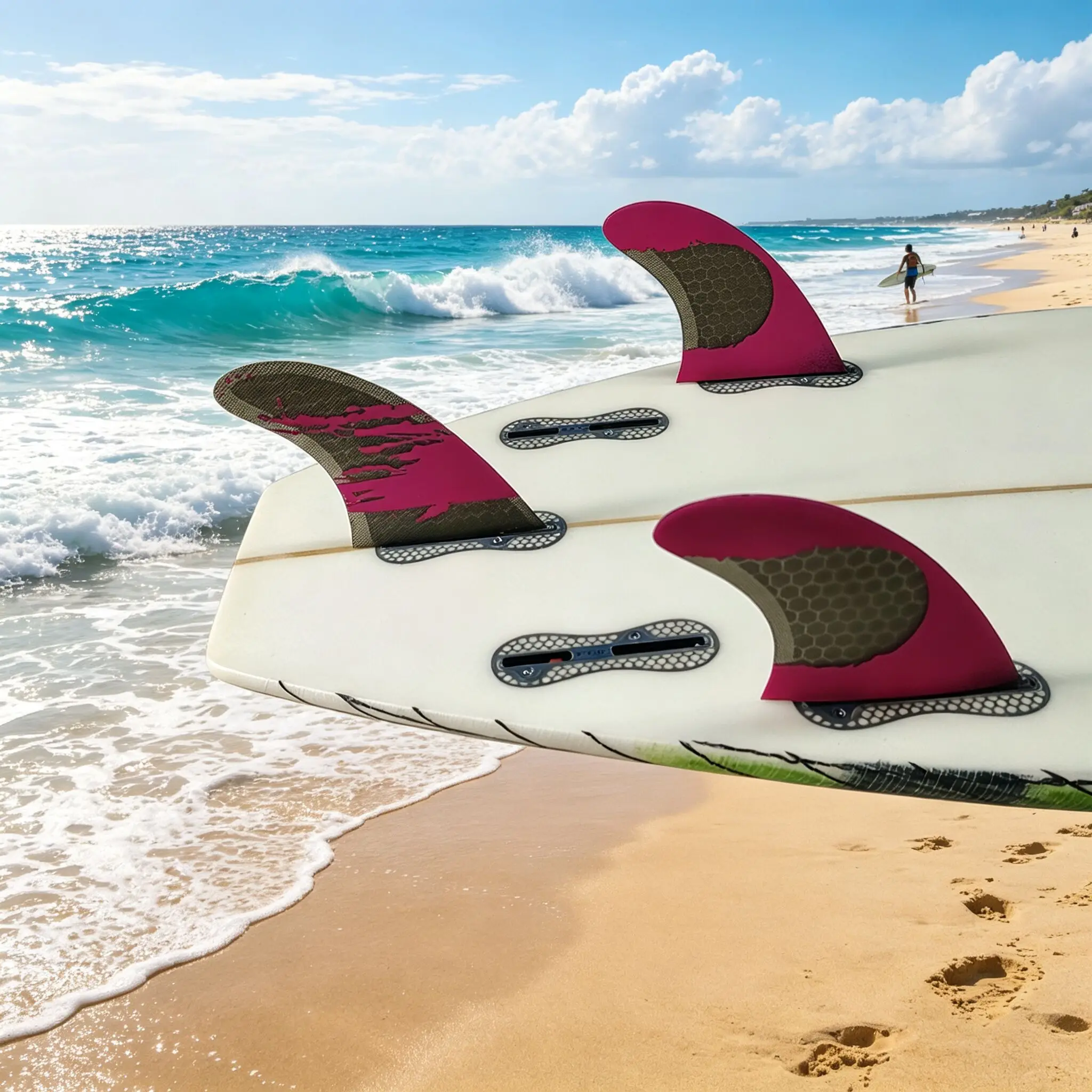 UPSURF-FCS 2 Fin Surfboard Fin Double Tabs 2 Fiberglass, High Performance, Purple S, M, L, 3 Pcs Set Surfboard Accessories