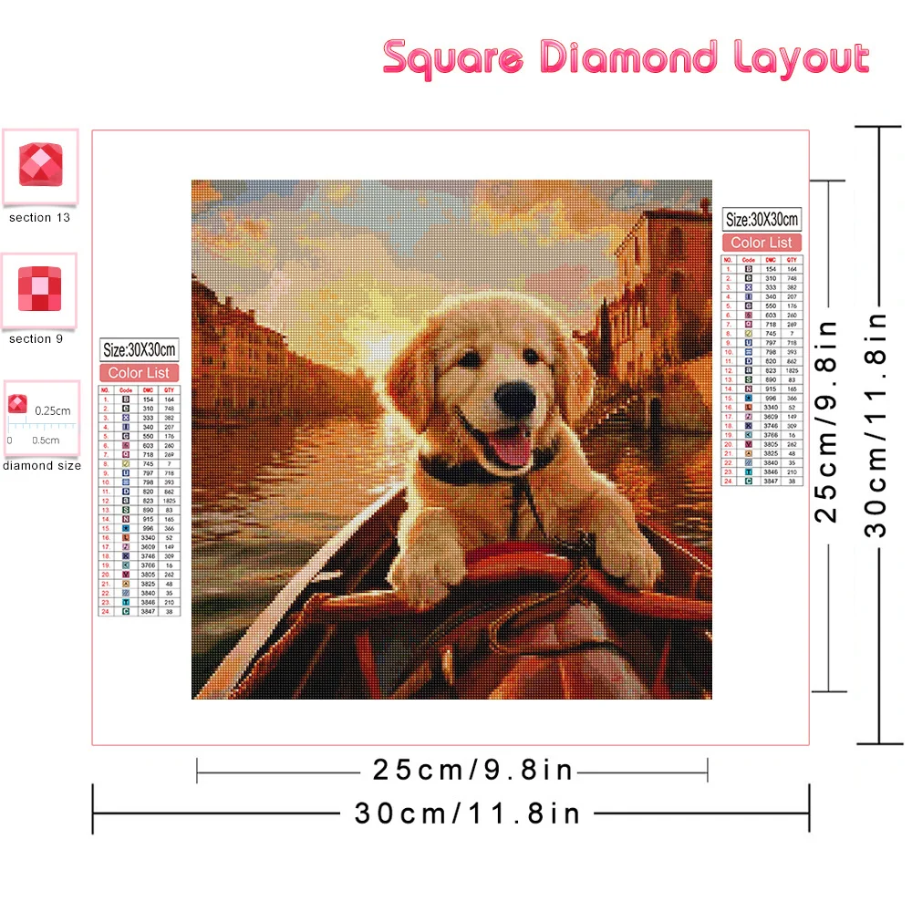 AZQSD New Arrivals Diamond Painting Animal  Square Round Diamond Mosaic Dog Art Gift Home Decor Craft Kit