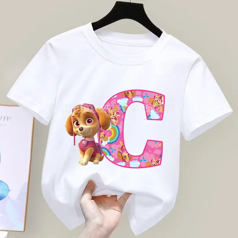 Paw Patrol T-Shirt Summer Boys Girls Absorbent Shirts Cute Cartoon Chase Skye White Clothes Simple Basic Versatile Clothes Gift