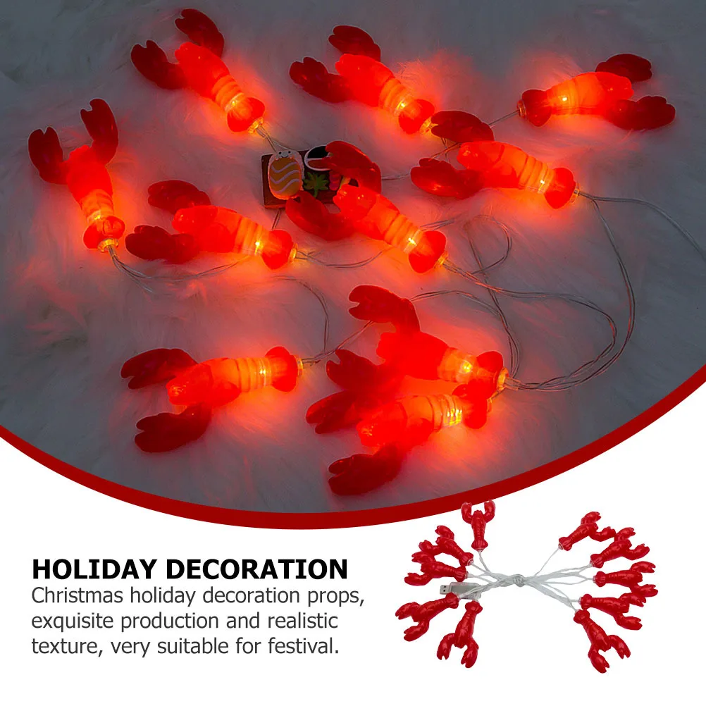 

1Pcs Christmas Decorative Lobster LED Lamp String Red Indoor Outdoor Festival Lighting Hanging Lamp String Festival Supplies