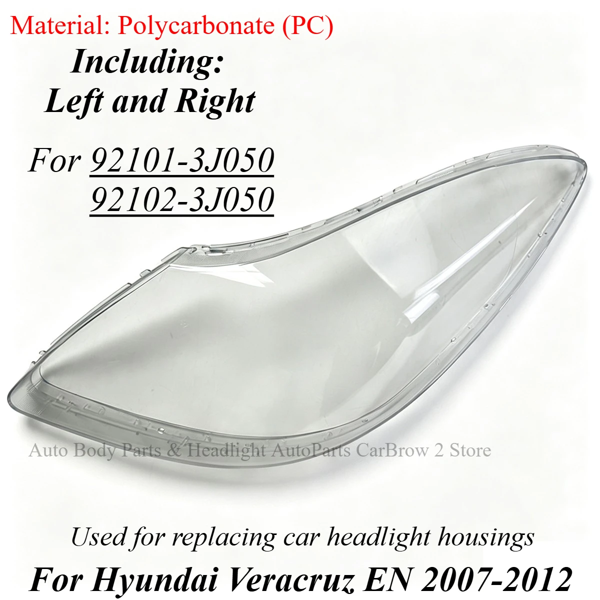 Auto PC Headlamp Lens Shell Cover Fit For Hyundai Veracruz EN 2007‑2012 Lamp Outer Mask Replace Hazy Yellowed Aged Lamp Housing