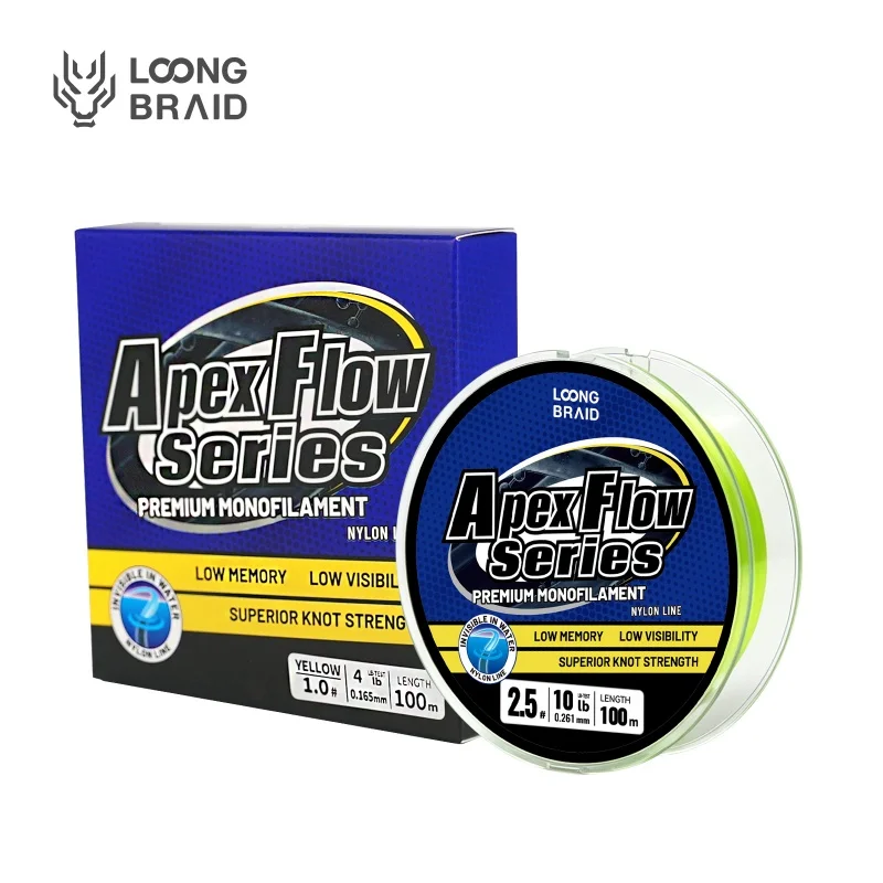 Ligne de pêche en nylon LOONG BRAID 100M, haute résistance aux chocs, monofilament en soie brute originale, 4-40LB, pour eau douce et eau de mer