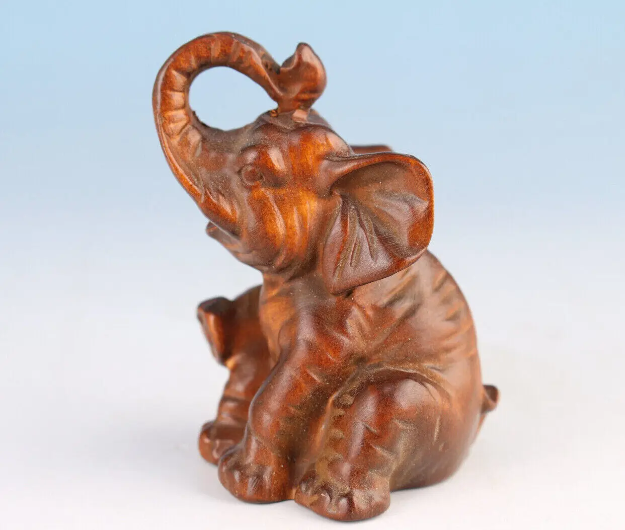 chinese boxwood handmade carving seat elephant statue figure gift table decor