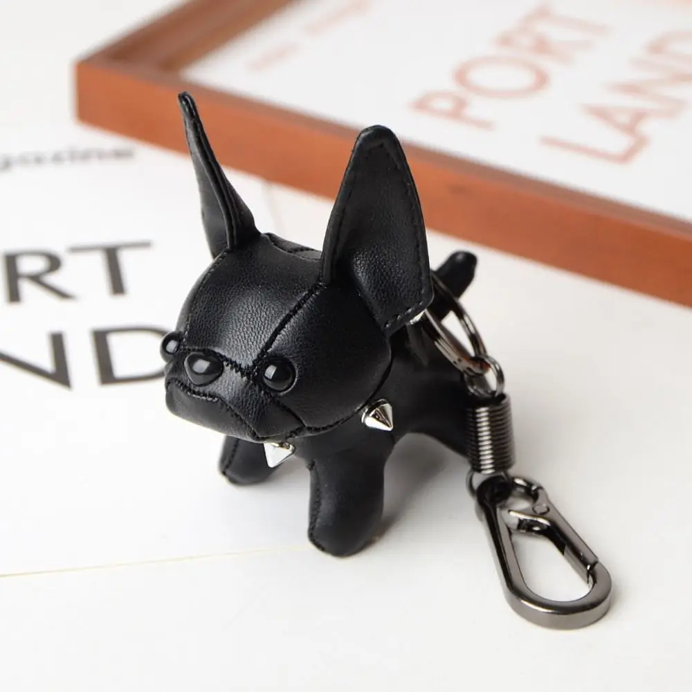 Fashion Cute Chubby Leather Keychain French Bulldog Cartoon Dog Dolls Charm Bag Hanging Dog Pendant Friend