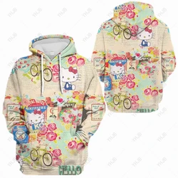 2024 New Hello Kitty 3D printed hoodie Fall and spring can be popular women's hoodie hip hop super cute hoodie sweatshirt