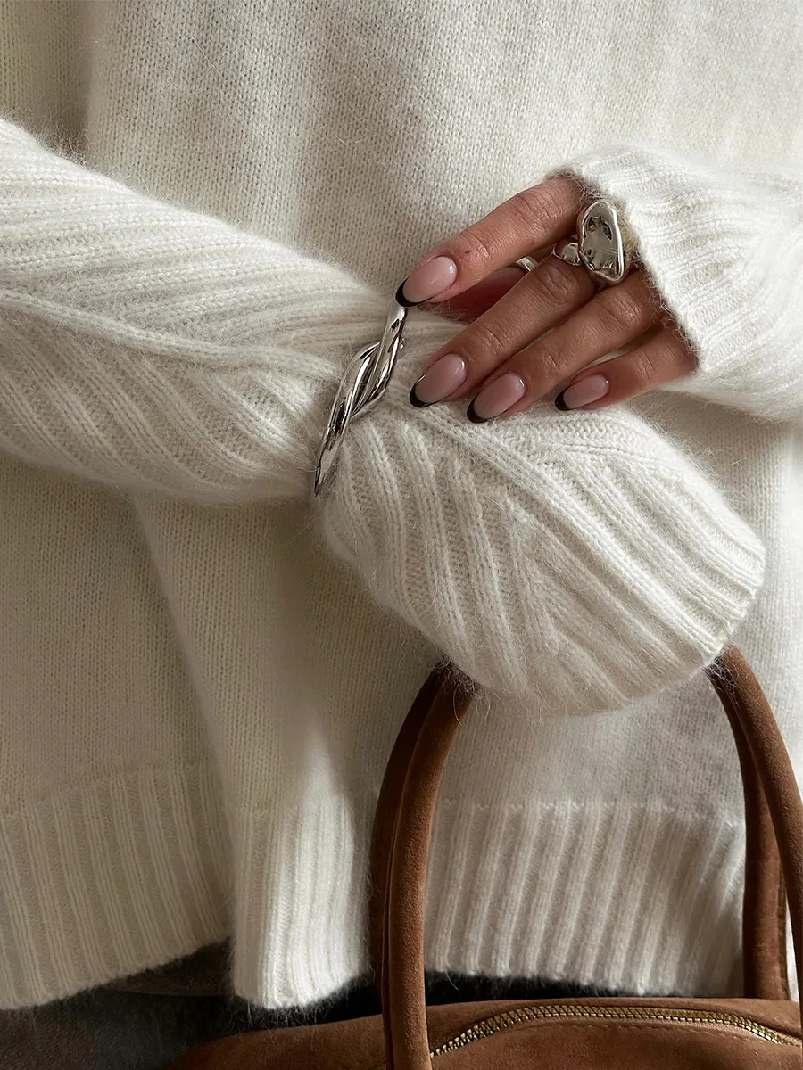 2025Women's Autumn Winter Turtleneck Knit Pullover Sweater Long Sleeve Loose Fit Casual Trendy Comfortable and versatile Outwear