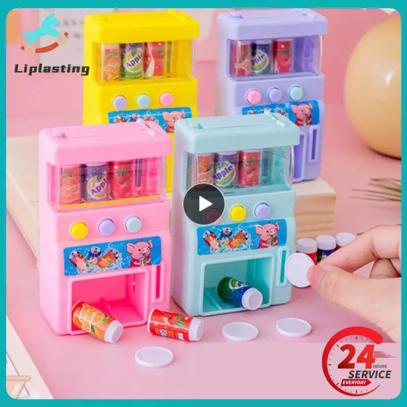 Hot-selling Children's Simulation Mini-coin-operated Beverage Vending Machine Self-service Beverage Cute Funny Toys For Children