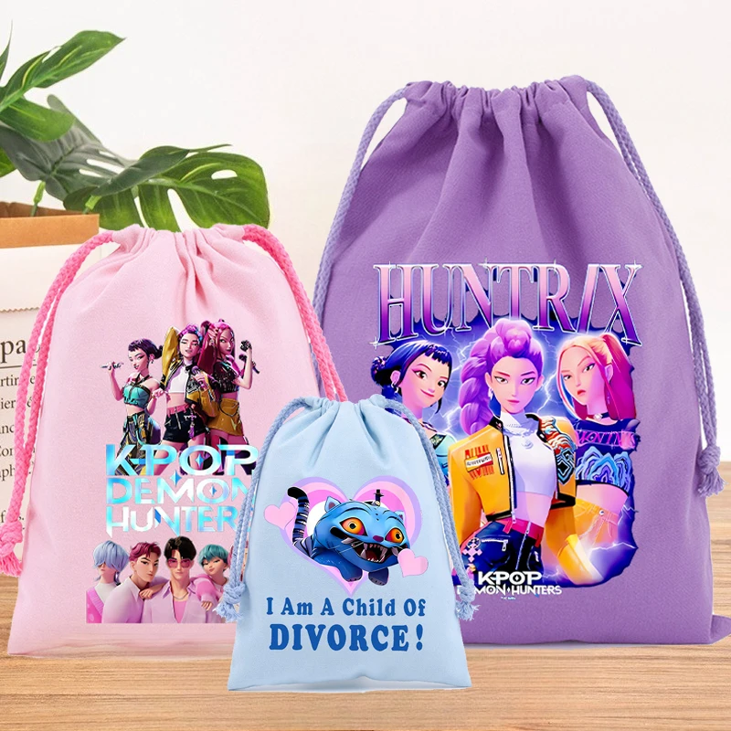 

Kpop Demon Hunter Drawstring Bag Kids Cute Rumi Mira Zoey Pencil Case Candy Toys Gift Bags Travel Organization Pouch Coin Purse