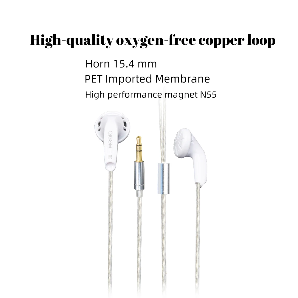 QIGOM S300 300Ω Flat-head Earbuds HIFI Headsets 108dB 15.4MM Dynamic Coil High Resistance Earphone Low Distortion 3.5MM/4.4MM