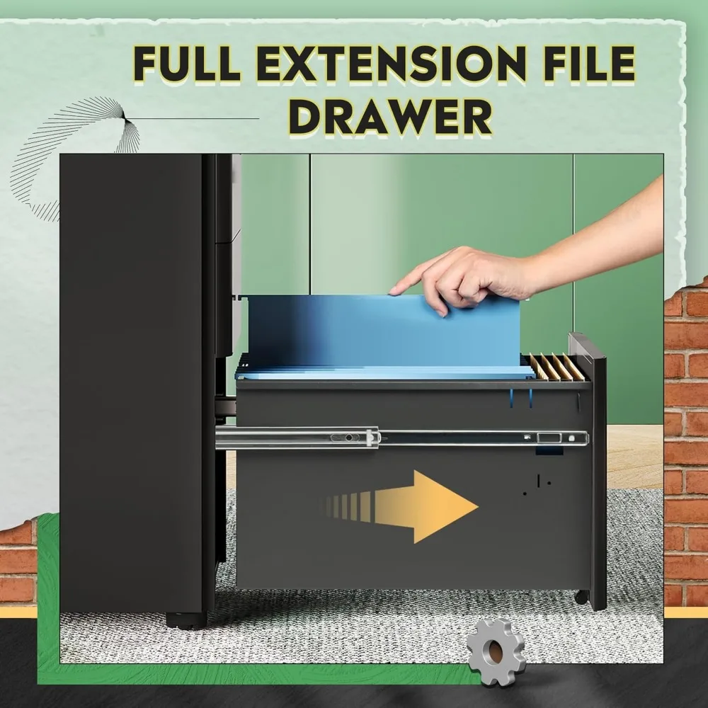 خزانة ملفات رفيعة ذات 3 أدراج من DEVAISE، خزانة ملفات عمودية، مجمعة بالكامل باستثناء العجلات، باللون الأسود #6