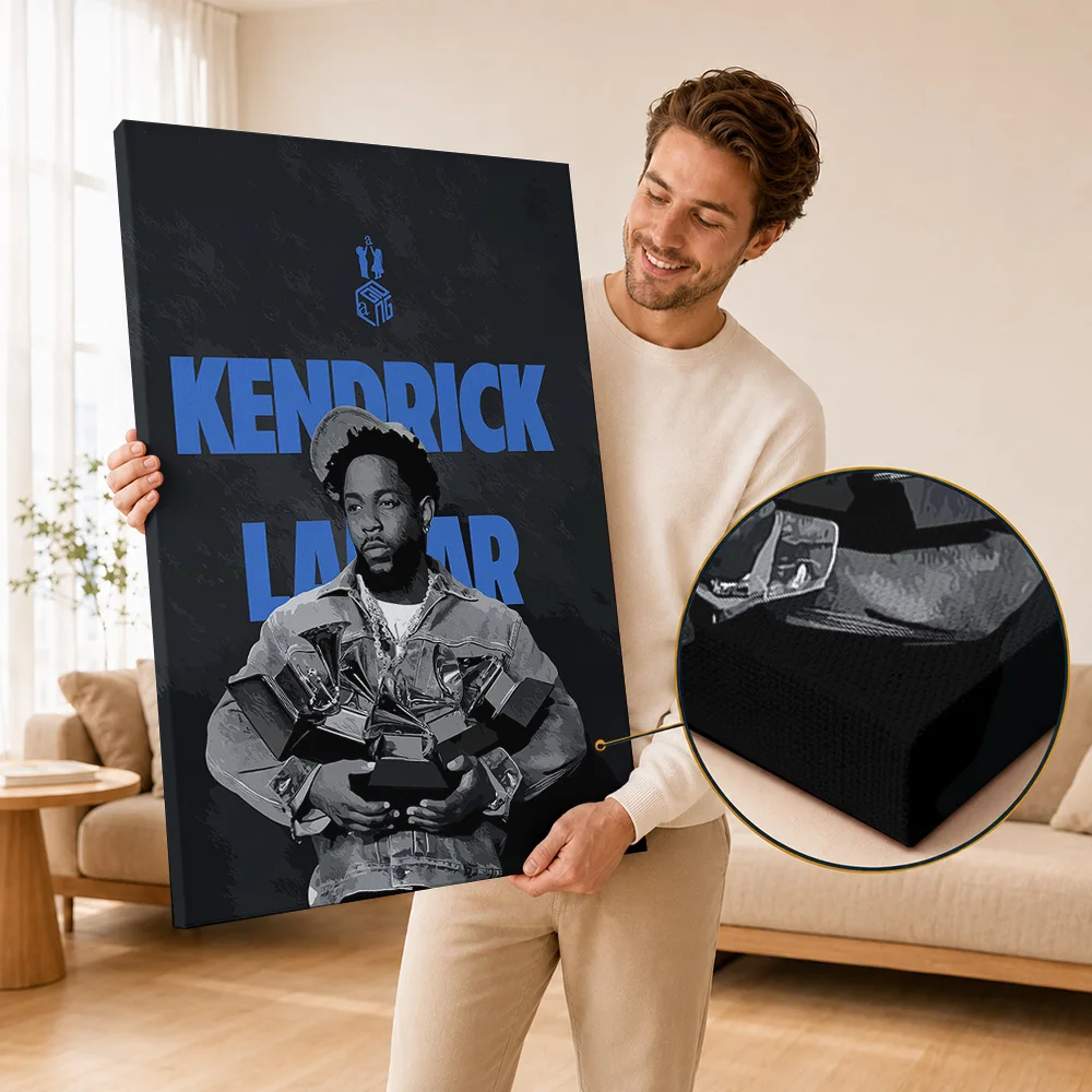 Kendrick Lamar Canvas Print Posters Hip Hop Canvas Wall Art With Customized Photo For Listening Room Ideal Fan Birthday Gift