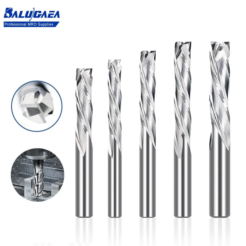 

CNC Router Bit 3 Flute Up Down Cut Carbide End Mill 3.175-12mm Shank Compression Milling Cutter For Metal Aluminum Cutting