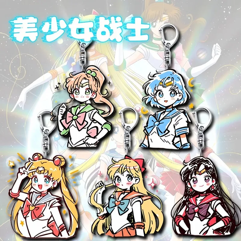 

New Sailor Moon Keychain Tsukino Usagi Aino Minako Anime Peripheral Fashion Exquisite Acrylic Pendant Schoolbag Ornament Gifts