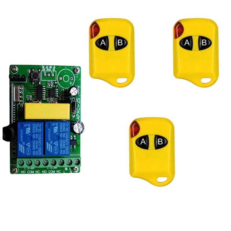 AC 110V 220V 2 CH Channels 2CH RF Wireless Remote Control Switch Remote Control System receiver transmitter 2CH Relay 433 MHz
