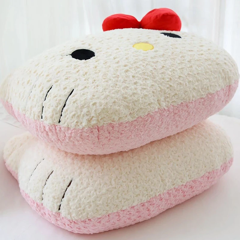 

New Hello Kitty Pink Fluffy Pillow Cute Bowknot Cushion Creative Cartoon Doll Comfortable Against The Skin Decoration Girl Gift
