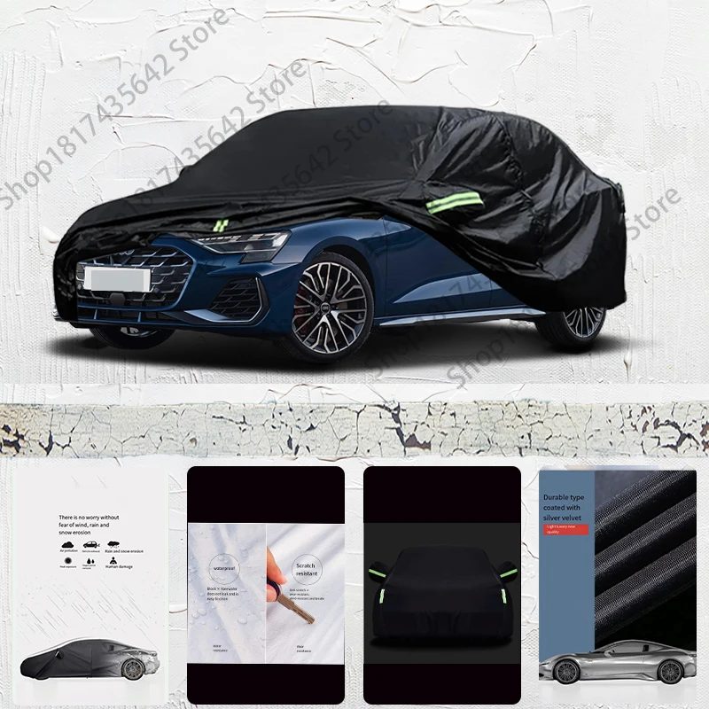 

For Audi S3 Fit Outdoor Protection Full Car Covers 210T Snow Cover Sunshade Waterproof Dustproof Exterior Car cover Black