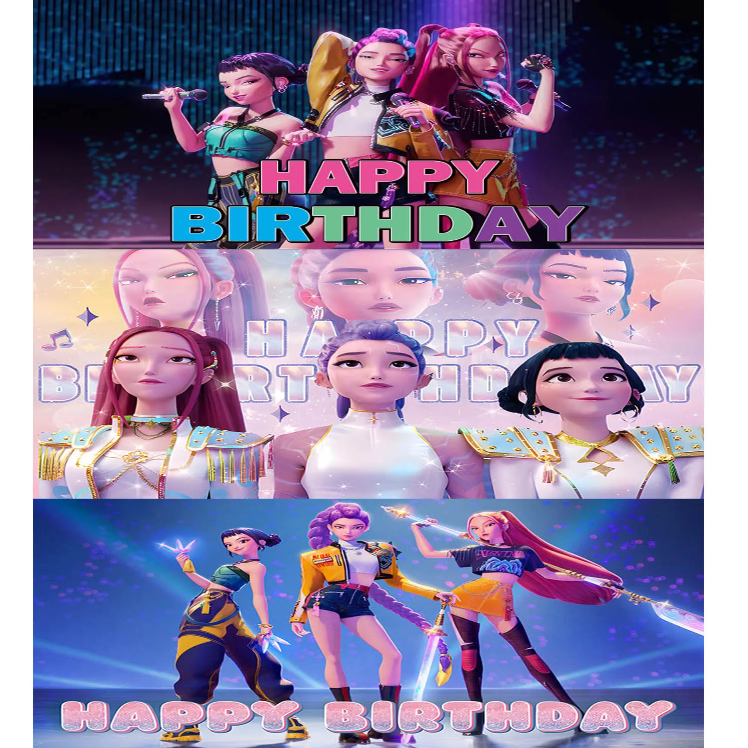 

New Demon Hunters theme Birthday Party Decoration Party Supplie Vinyl Backdrop Cloth Kids Birthday Photo baby shower