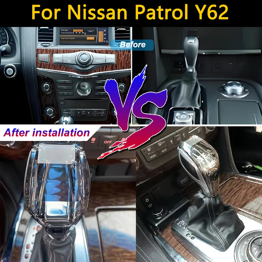 

Car Set Crystal Gear Shift Knob Lever Stick Handle Accessories Automatic Gearbox Gear for Nissan Patrol y62 Infiniti Qx56 Qx80