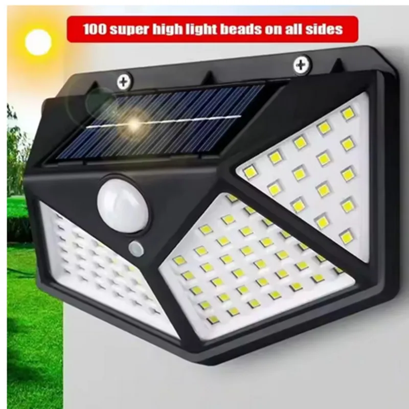 

100 LED Solar Wall Lights Outdoor Solar Lamp PIR Motion Sensor Solar Powered IP65 Waterproof for Garden Porch Yard Garage